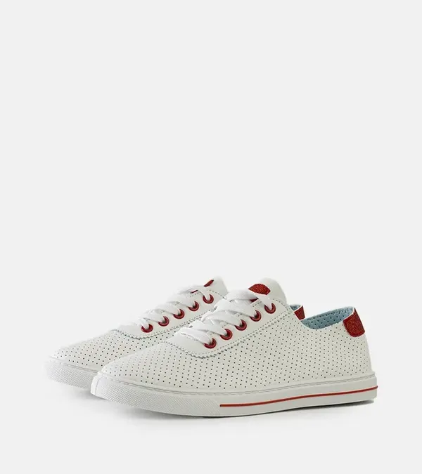 Trampki damskie białe perforowane sneakersy sznurowane Ruala