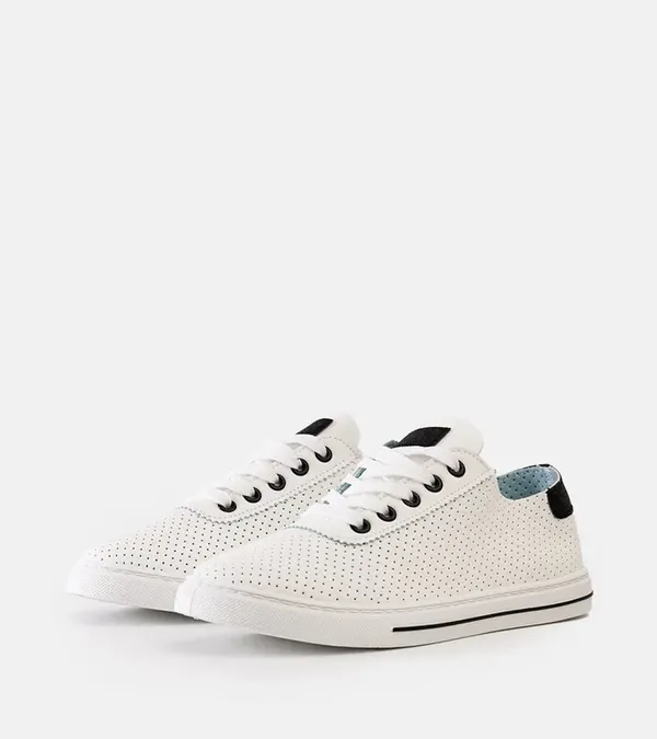 Trampki damskie białe perforowane sneakersy sznurowane Ruala