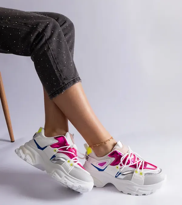Biało-rózowe sneakersy sportowe Sulamita