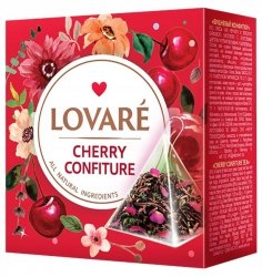 Mieszanka herbat z dodatkami „Cherry Confiture” Lovare, 15 piramidek po 2g