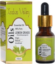 Natural Lemongrass Essential Oil, Indus Valley, 15ml