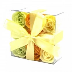 Soap Flower Heart Box - Spring Roses, 9 pcs