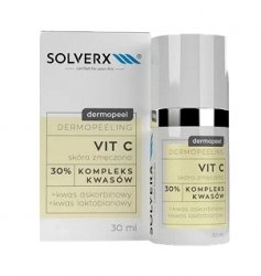 SOLVERX Dermopeel Dermopeeling Vit C - Kompleks Kwasów 30% (askorbinowy,laktobionowy), 30ml