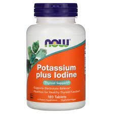 Potassium plus Iodine, Potas + Jod, NOW Foods, 180 tabletek