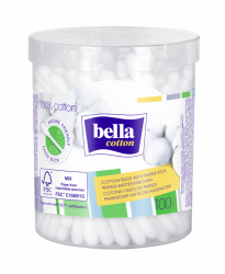 Bella Cotton papierowe patyczki w pudełku okrągłym, 100 szt.