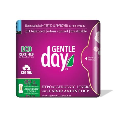 Wkładki ekologiczne z paskiem anionowym ROZMIAR 2, GENTLE DAY ECO, 20 szt