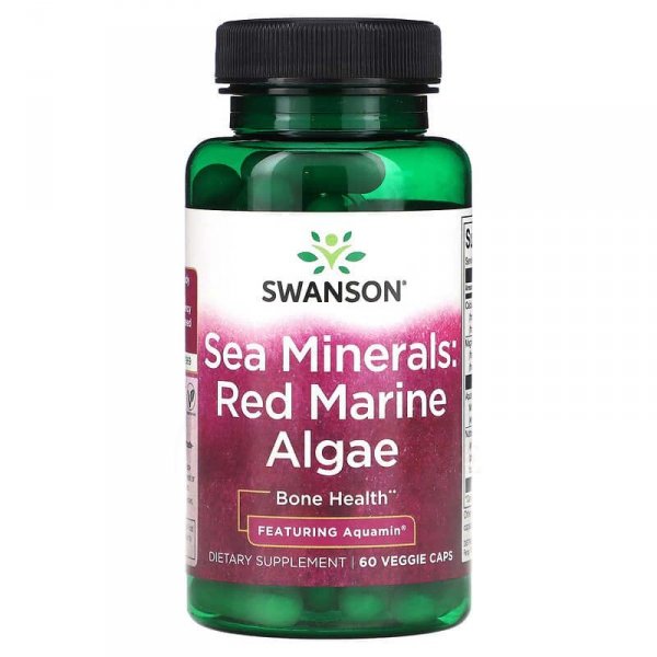 Minerały morskie: Czerwone Algi Morskie, Sea Minerals: Red Marine Algae, Swanson, 60 kapsułek