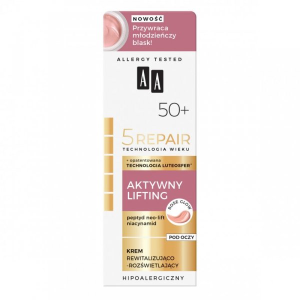 AA Technologia Wieku 5 Repair 50+ Aktywny Lifting Krem rewitalizująco-rozświetlający pod oczy 15ml