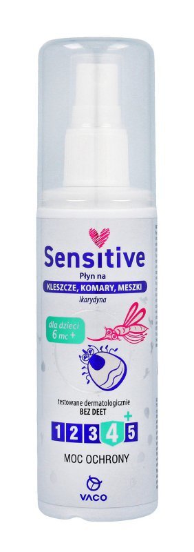 VACO Sensitive Płyn na kleszcze,komary,meszki - Ikarydyna 10% (od 6-go miesiąca życia) 80ml