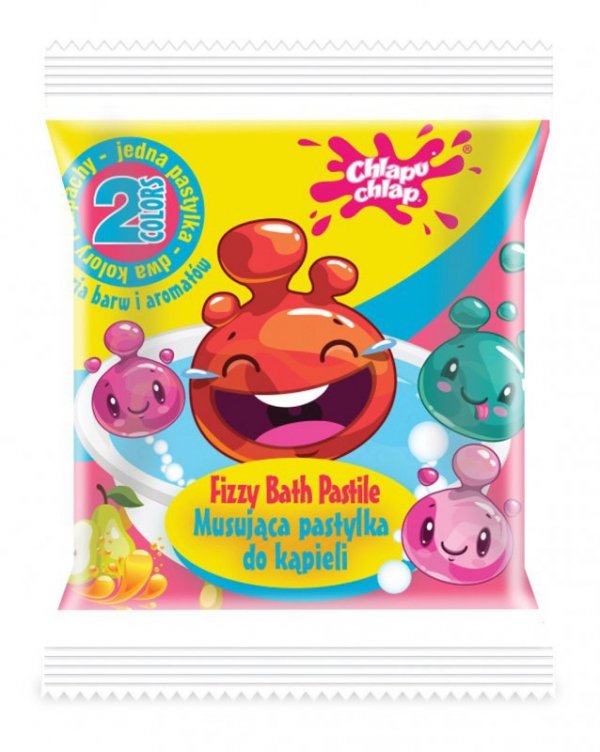 CHLAPU CHLAP Dwukolorowa Musująca Pastylka do kąpieli  - oranżada i gruszka 1szt