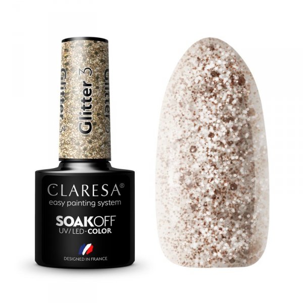 CLARESA Lakier hybrydowy do paznokci GLITTER - 3  5g
