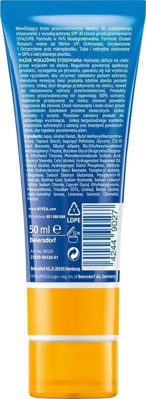 NIVEA SUN Krem SPF 30 nawilżający 50ml