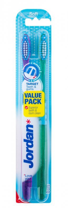 Jordan Szczoteczka do zębów DUO Target Teeth & Gums soft  mix kolorów 1 op-2szt
