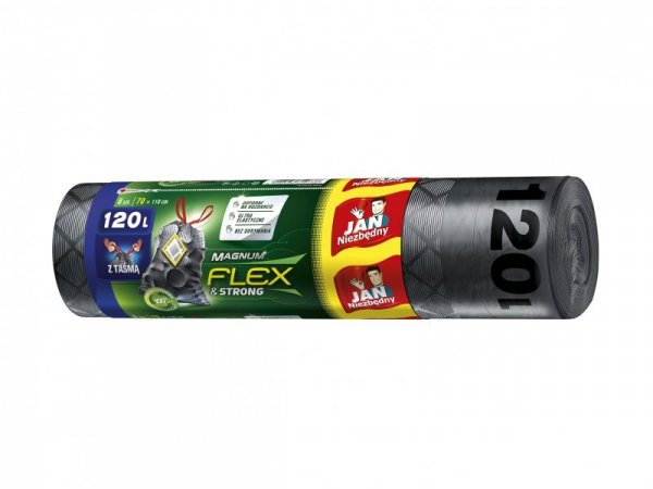 Sarantis Jan Niezbędny Worki na śmieci Magnum Flex&Strong z taśmą 120L  1op.-8szt