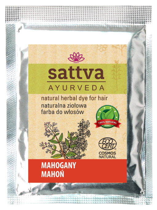 Henna Mahogany, Naturalna Farba do Włosów, Sattva, 10g