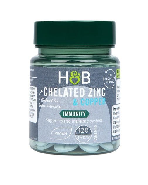 Chelatowany Cynk i Miedź, 15 mg, Holland &amp; Barrett, 120 tabletek