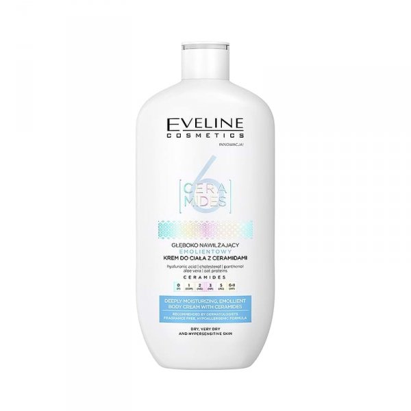 Głęboko Nawilżający Emolientowy Krem do ciała z Ceramidami, EVELINE 6 Ceramides, 350ml