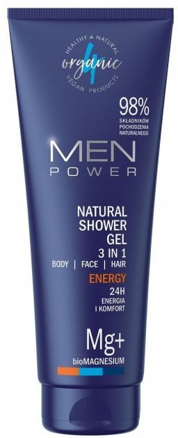 Naturalny żel pod prysznic 3 w 1 MEN POWER Energy, 4organic