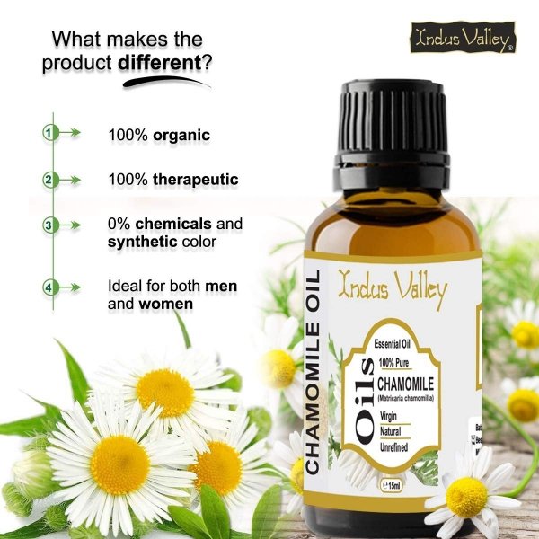 Natural Camomile Essential Oil, Indus Valley, 15ml