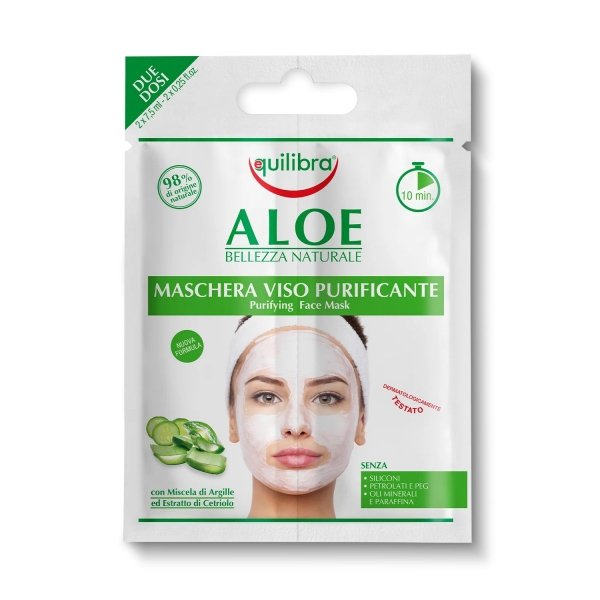 Purifying Aloe Face Mask, Equilibra, 2 x 7.5ml