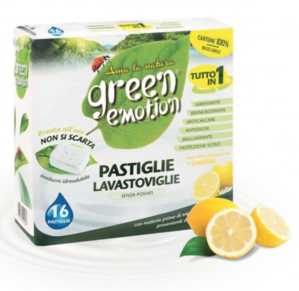 Tabletki do zmywarek, ekologiczne, CYTRYNOWE, Green Emotion, 16 sztuk