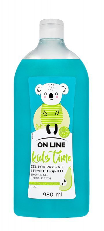 On Line Kids Time Żel pod prysznic i do kąpieli 2w1 dla dzieci - zapach gruszki  980ml