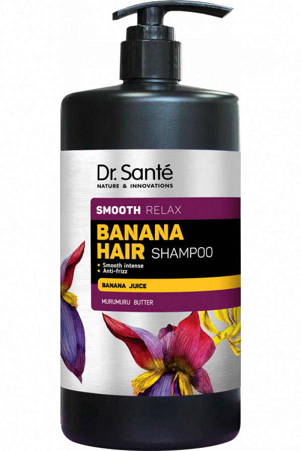 Wygładzający szampon do włosów z sokiem bananowym, Dr. Sante Banana Hair, 1000ml