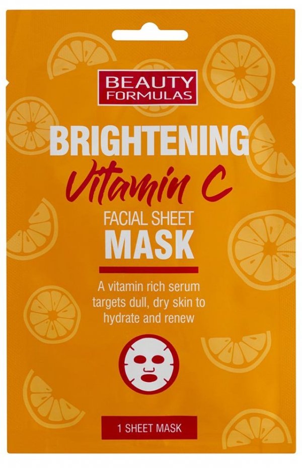 Beauty Formulas Brightening Vitamin C Maska rozjaśniająca na tkaninie z Witaminą C 1szt