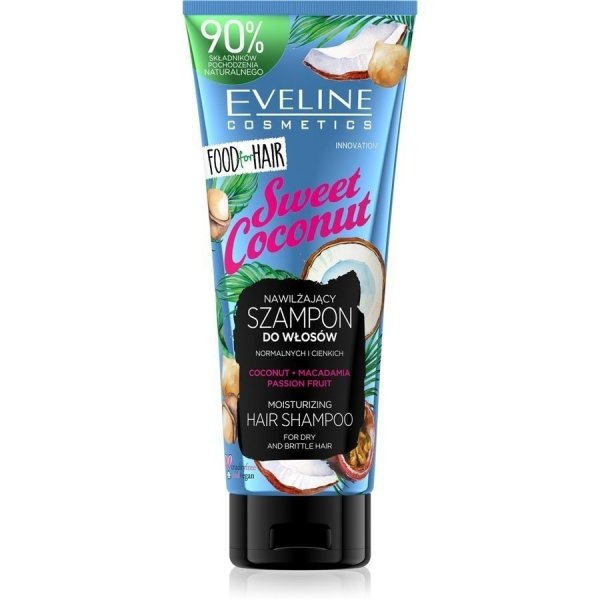Eveline Food for Hair Sweet Coconut Szampon do włosów normalnych i cienkich  - nawilżenie i połysk  250ml