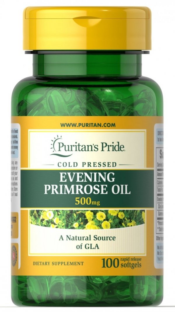Evening Primrose Oil (Olej z wiesiołka) 500 mg, Puritan's Pride, 100 kapsułek