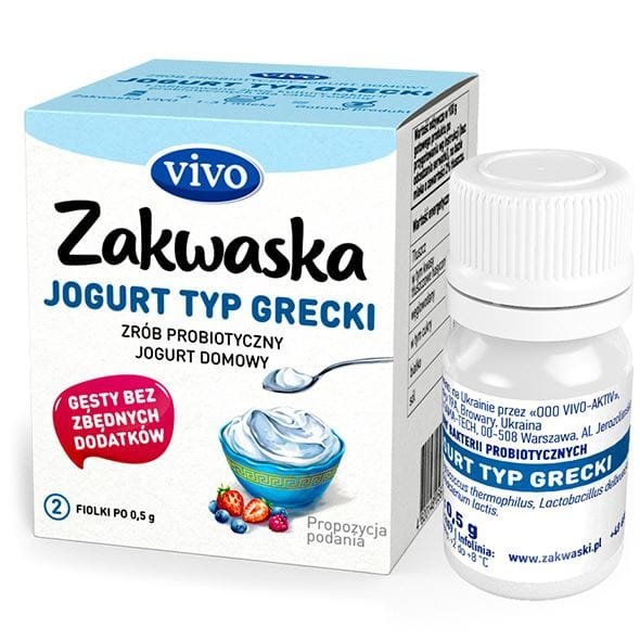 Żywe kultury bakterii do jogurtu typu greckiego &quot;zakwaska&quot; bezglutenowe, VIVO, 2 fiolki