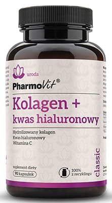 Kolagen + Kwas Hialuronowy Bezglutenowy, PHARMOVIT, 90 kapsułek
