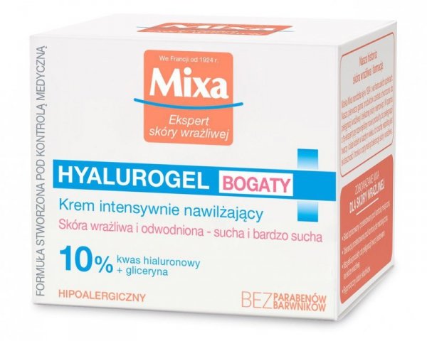 Mixa Hyalurogel Bogaty krem intensywnie nawilżający, 50ml