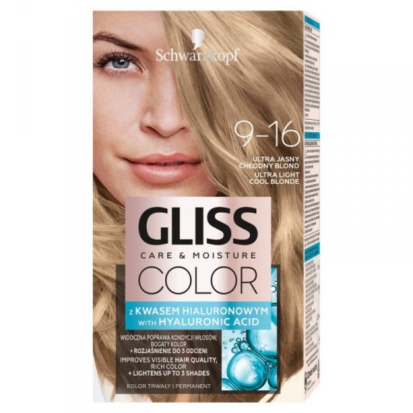 Schwarzkopf Gliss Color Care & Moisture Farba do włosów 9-16 ultra jasny chłodny blond  1op.