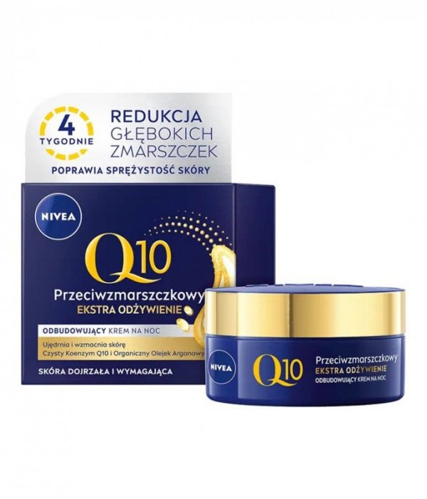 NIVEA Q10 Odbudowujący krem przeciwzmarszczkowy na noc - Ekstra Odżywienie 50 ml