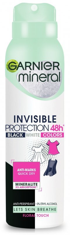 GARNIER Mineral Dezodorant spray Invisible Protection 48h Floral Touch - Black,White,Colors   150 ml