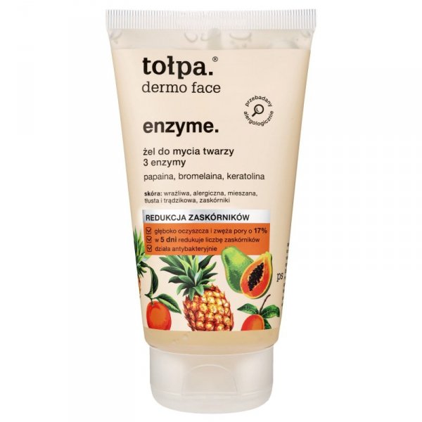 TOŁPA Dermo Face Enzyme Żel do mycia twarzy 3 Enzymy - redukcja zaskórników 150 ml