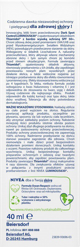 NIVEA SUN Krem SPF 50 Luminous p/przebarw.  &