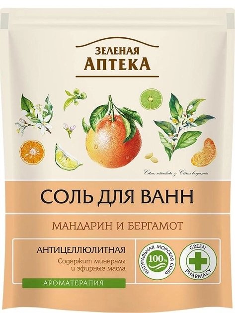 Sól do kąpieli Mandarynka i Bergamotka, Green Pharmacy, 500g