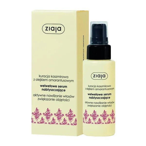 Ziaja, kuracja kaszmirowa z olejkiem amarantusowym, welwetowe serum nabłyszczające do włosów, 50 ml