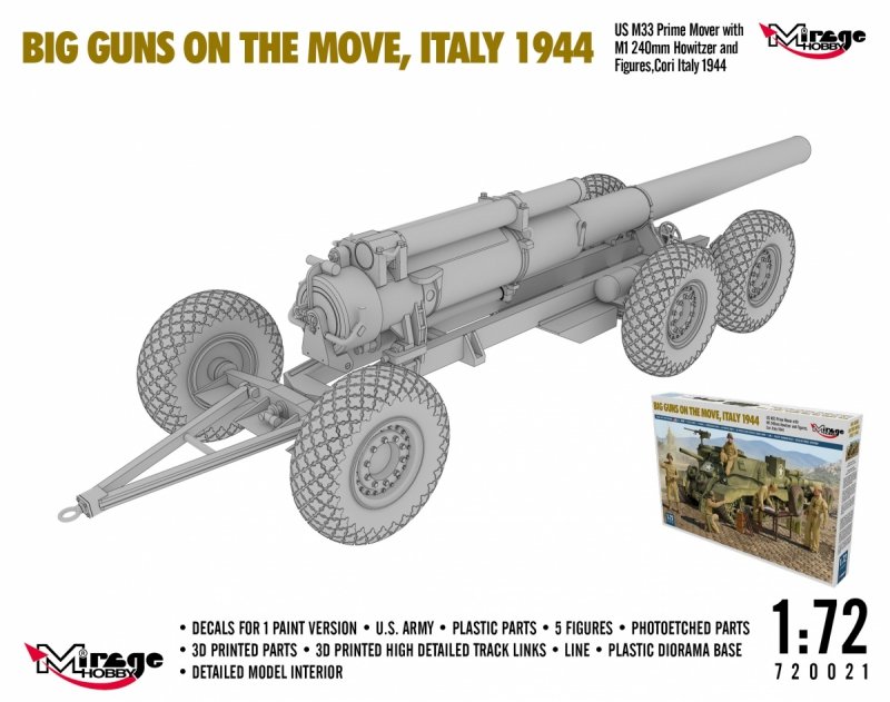 MIRAGE 720021 1:72 BIG GUNS ON THE MOVE, ITALY 1944 [DIORAMA SET]