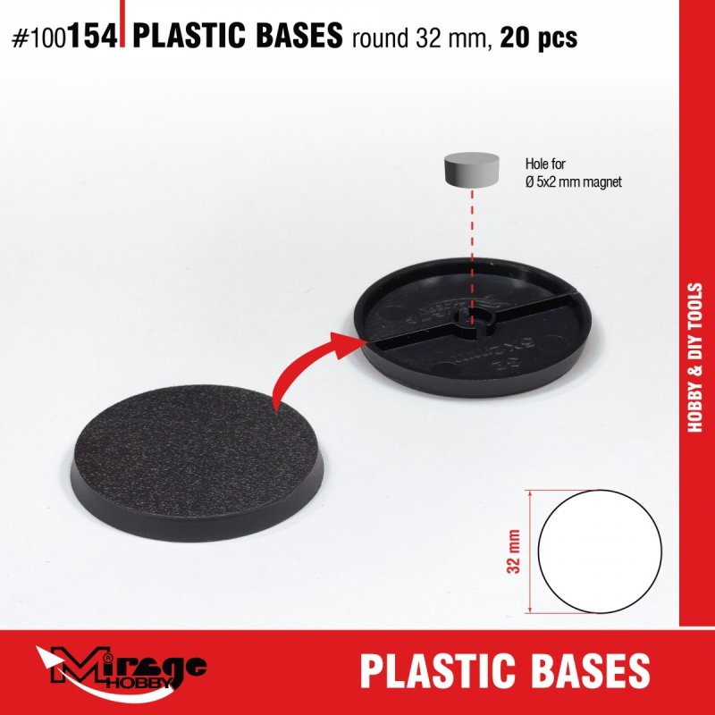 MIRAGE 100154 PLASTIC BASES - ROUND 32mm (SET 20pcs) (podstawki) 