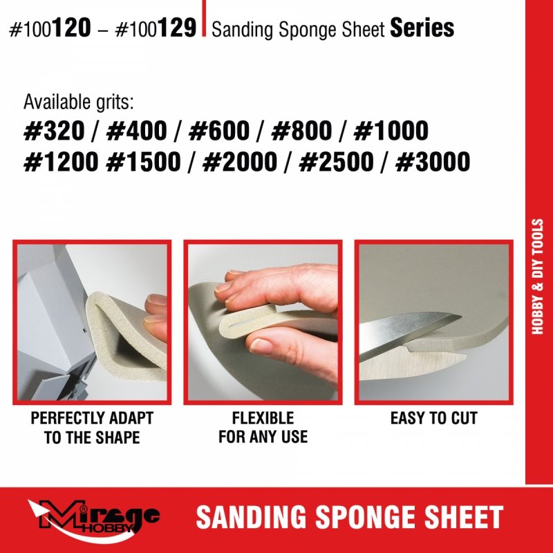 MIRAGE 100129 SANDING SPONGE SHEET #3000 (gąbka ścierna) 