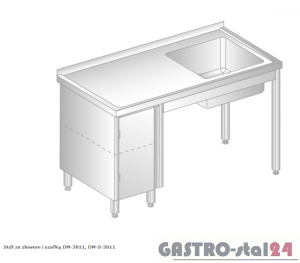 Stół ze zlewem i szafką DM 3011 szerokość: 600 mm (1000x600x850)