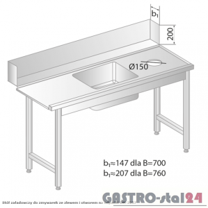 Stół załadowczy do zmywarek ze zlewem i otworem na odpadki DM 3257 szerokość: 760 mm (1200x760x850)