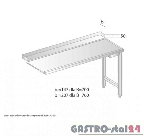 Stół wyładowczy do zmywarek DM 3265 szerokość: 760 mm (600x760x850)