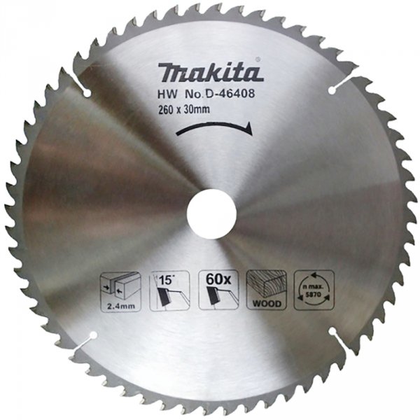 Tarcza do drewna Makita , standard T.C.T, 260 x 30 mm, 60Z D-46408