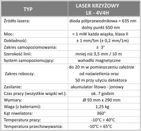 Laser krzyżowy PRO LK-4V4H