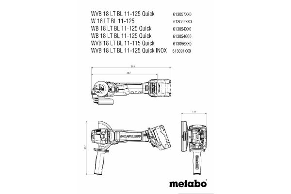 Szlifierka kątowa Metabo WVB 18 LT BL 11-125 QUICK INOX 613091850