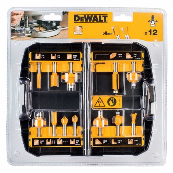 Zestaw frezów do drewna DeWALT DT90016 12szt. trzpień 8mm